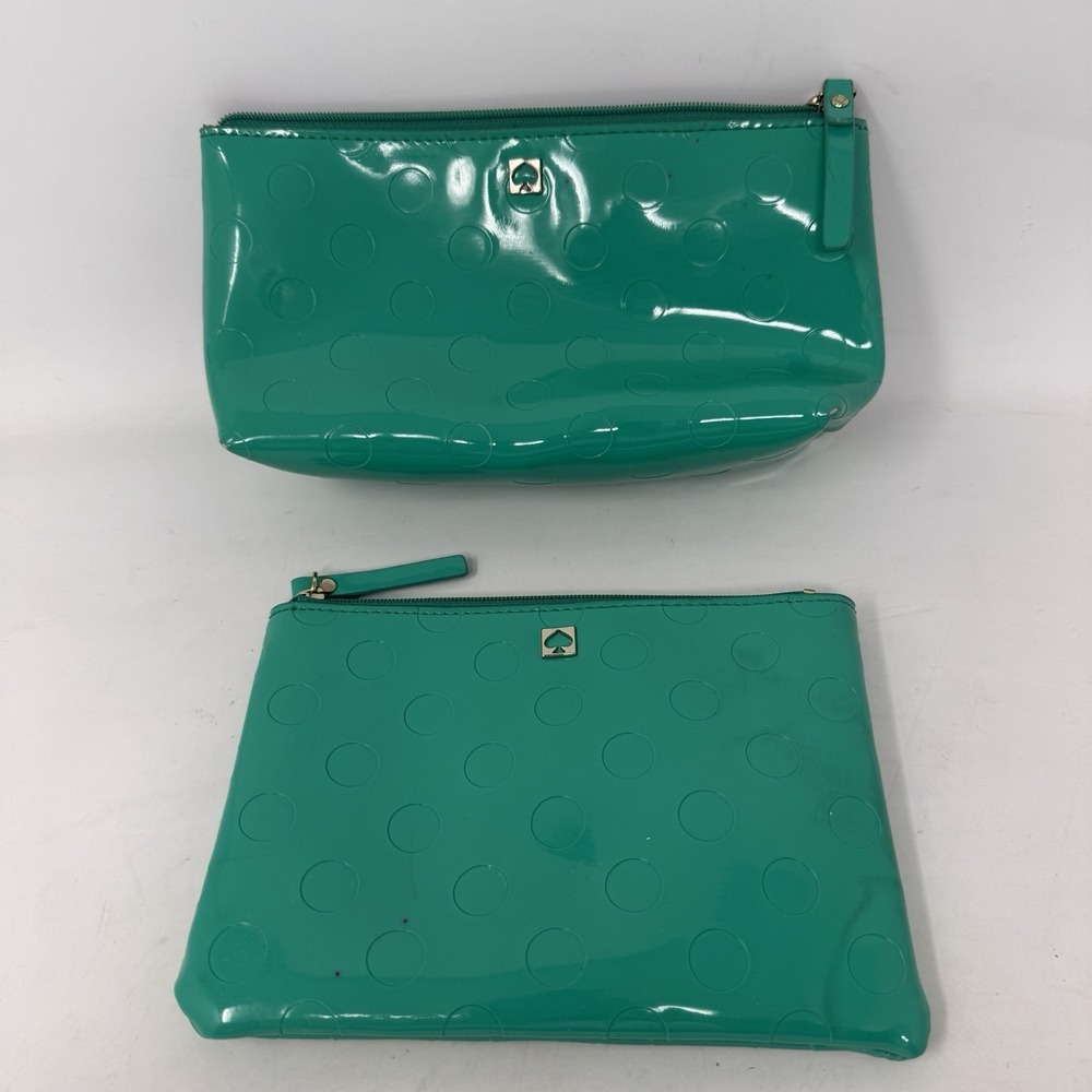 Kate Spade Camellia Street Green Cosmetics Pouch And Mini Pouch Lot Of 2